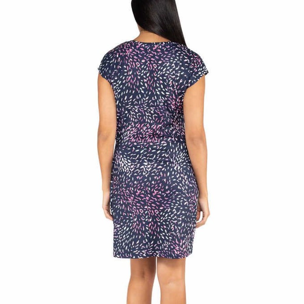 NWT Nicole Miller Ladies' Knot Dress Navy/Pink - Picture 4 of 8